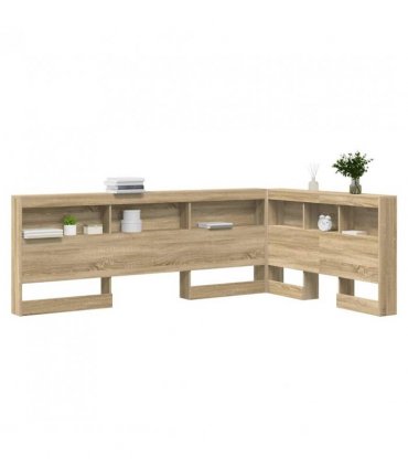 vidaXL Storage Headboard with Shelf Sonoma Oak 207.5 x 137.5 x 76.5 cm — Size: 120 x 190 cm
