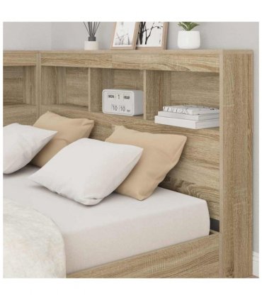 vidaXL Storage Headboard with Shelf Sonoma Oak 207.5 x 137.5 x 76.5 cm — Size: 120 x 190 cm