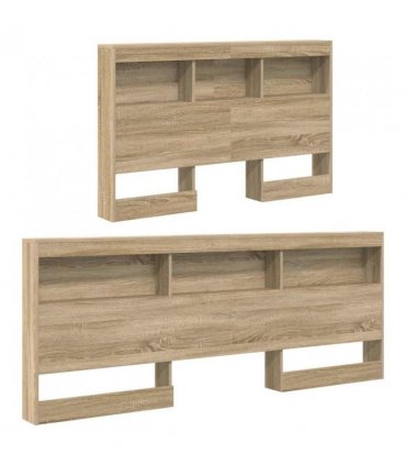 vidaXL Storage Headboard with Shelf Sonoma Oak 207.5 x 137.5 x 76.5 cm — Size: 120 x 190 cm