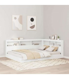 vidaXL Storage Headboard with Shelf White 150 cm Engineered Wood — Size: 150 x 200 cm