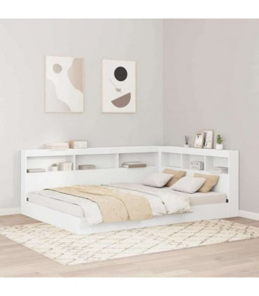 vidaXL Storage Headboard with Shelf White 150 cm Engineered Wood — Size: 150 x 200 cm