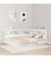 vidaXL Storage Headboard with Shelf White 150 cm Engineered Wood — Size: 150 x 200 cm