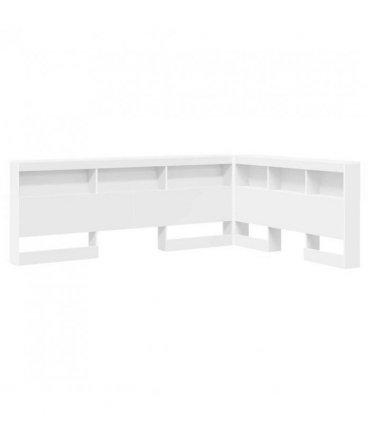 vidaXL Storage Headboard with Shelf White 150 cm Engineered Wood — Size: 150 x 200 cm