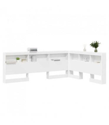 vidaXL Storage Headboard with Shelf White 150 cm Engineered Wood — Size: 150 x 200 cm