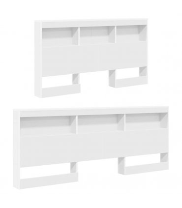 vidaXL Storage Headboard with Shelf White 150 cm Engineered Wood — Size: 150 x 200 cm
