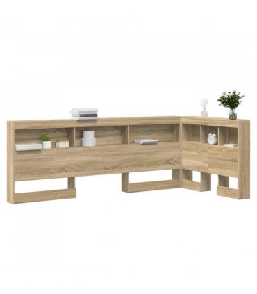 vidaXL Storage Headboard with Shelf Sonoma Oak 90 cm Engineered Wood — Size: 90 x 200 cm