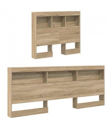 vidaXL Storage Headboard with Shelf Sonoma Oak 90 cm Engineered Wood — Size: 90 x 200 cm