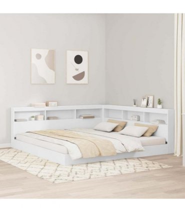 vidaXL Storage Headboard with Shelf White 180 cm Engineered Wood — Size: 180 x 200 cm