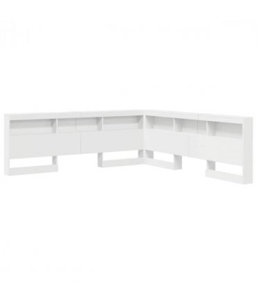 vidaXL Storage Headboard with Shelf White 180 cm Engineered Wood — Size: 180 x 200 cm