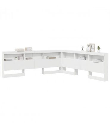 vidaXL Storage Headboard with Shelf White 180 cm Engineered Wood — Size: 180 x 200 cm