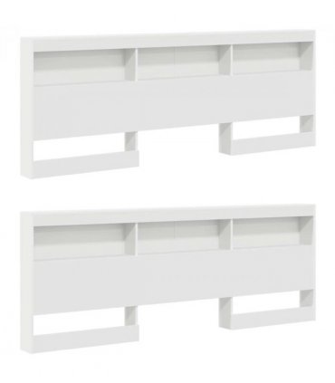vidaXL Storage Headboard with Shelf White 180 cm Engineered Wood — Size: 180 x 200 cm