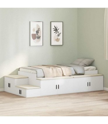 vidaXL Storage Bed Frame with Storage White 80 cm Engineered Wood — Size: 80 x 200 cm