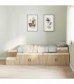 vidaXL Storage Bed Frame with Storage Sonoma Oak 80 cm Engineered Wood — Size: 80 x 200 cm