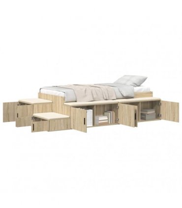 vidaXL Storage Bed Frame with Storage Sonoma Oak 80 cm Engineered Wood — Size: 80 x 200 cm