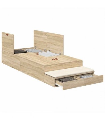 vidaXL Storage Bed Frame with Drawer Sonoma Oak 90 cm Engineered Wood — Size: 90 x 190 cm