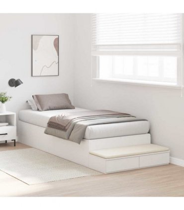 vidaXL Storage Bed Frame with Drawer White 90 cm Engineered Wood — Size: 90 x 190 cm