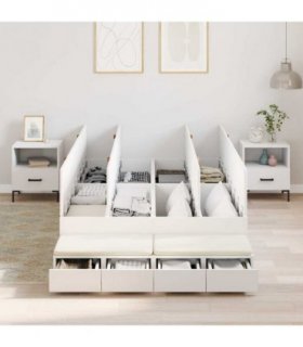 vidaXL Storage Bed Frame with Drawer White 120 cm Engineered Wood — Size: 120 x 200 cm