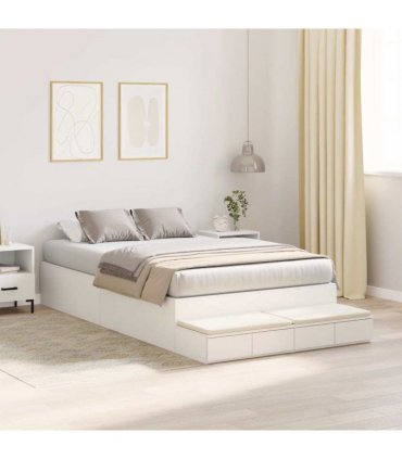 vidaXL Storage Bed Frame with Drawer White 120 cm Engineered Wood — Size: 120 x 200 cm