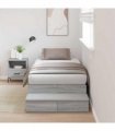 vidaXL Storage Bed Frame with Drawer Grey Sonoma 90 cm Engineered Wood — Size: 90 x 200 cm