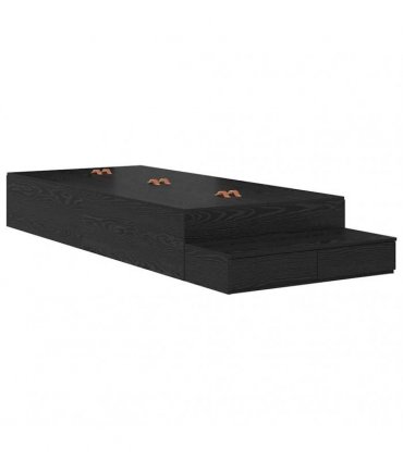 vidaXL Storage Bed Frame with Drawer Black Oak 90 cm Engineered Wood — Size: 90 x 200 cm