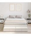 vidaXL Storage Bed Frame with Drawer White 140 cm Engineered Wood — Size: 140 x 190 cm