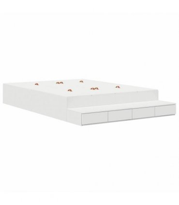 vidaXL Storage Bed Frame with Drawer White 140 cm Engineered Wood — Size: 140 x 190 cm