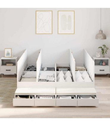 vidaXL Storage Bed Frame with Drawer White 140 cm Engineered Wood — Size: 140 x 190 cm