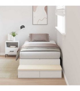 vidaXL Storage Bed Frame with Drawer White 90 cm Engineered Wood — Size: 90 x 200 cm