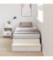 vidaXL Storage Bed Frame with Drawer White 90 cm Engineered Wood — Size: 90 x 200 cm