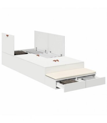 vidaXL Storage Bed Frame with Drawer White 90 cm Engineered Wood — Size: 90 x 200 cm