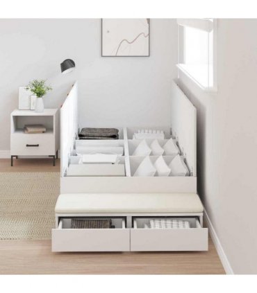vidaXL Storage Bed Frame with Drawer White 90 cm Engineered Wood — Size: 90 x 200 cm