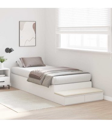 vidaXL Storage Bed Frame with Drawer White 90 cm Engineered Wood — Size: 90 x 200 cm