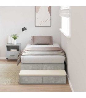 vidaXL Storage Bed Frame Concrete Grey 100 cm Engineered Wood — Size: 100 x 200 cm