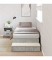 vidaXL Storage Bed Frame Concrete Grey 100 cm Engineered Wood — Size: 100 x 200 cm