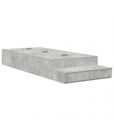 vidaXL Storage Bed Frame Concrete Grey 100 cm Engineered Wood — Size: 100 x 200 cm