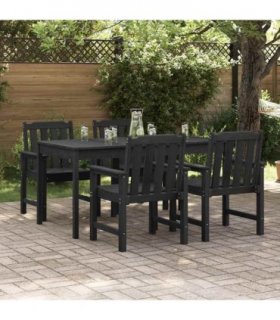 vidaXL Garden Chair 4 pcs Black 65.5 x 59 x 88 cm Polyethylene