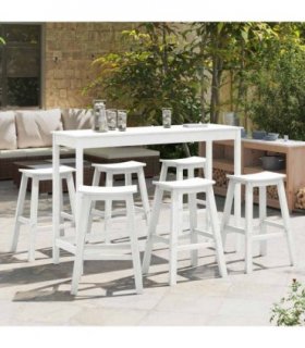 vidaXL Garden Bar Set 6 pcs White HDPE — Model: 6x stool