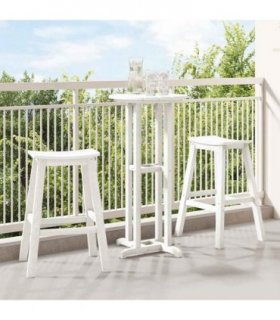 vidaXL Garden Bar Set 3 pcs White HDPE — Model: Table +2x stool