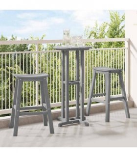 vidaXL Garden Bar Set 3 pcs Light Grey HDPE — Model: Table +2x stool