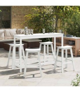vidaXL Garden Bar Set 4 pcs White HDPE — Model: 4x stool