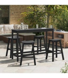 vidaXL Garden Bar Set 4 pcs Black HDPE — Model: 4x stool