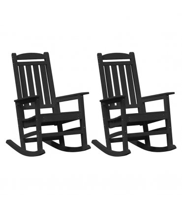 vidaXL Rocking Chair 2 pcs Black 92 x 70 x 108 cm Polyethylene — Model: without table
