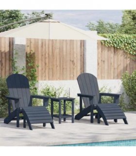 vidaXL Garden Chair 3 pcs Navy Polyethylene — Colour: Navy blue, Model: with table — V0671994802