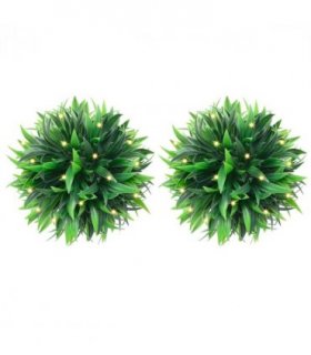 vidaXL Artificial Boxwood Balls with LED Lights 2 pcs Green 20 cm
