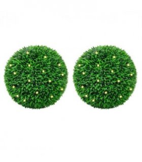 vidaXL Artificial Boxwood Balls with LED Lights 2 pcs Green 55 cm