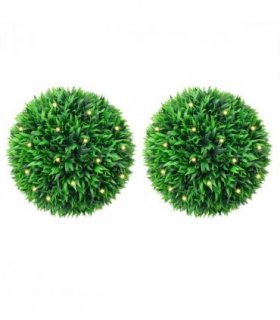 vidaXL Artificial Boxwood Balls with LED Lights 2 pcs Green 38 cm