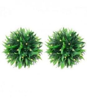 vidaXL Artificial Boxwood Balls with LED Lights 2 pcs Green 30 cm