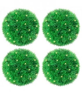 vidaXL Artificial Boxwood Balls with LED Lights 4 pcs Green 12 cm — V0671994823
