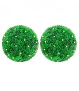 vidaXL Artificial Boxwood Balls with LED Lights 2 pcs Green 22 cm — V0671994824