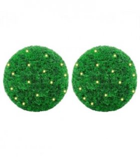 vidaXL Artificial Boxwood Balls with LED Lights 2 pcs Green 45 cm — V0671994825